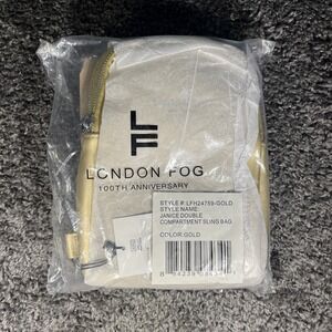 London Fog Janice Gold Sling Bag Crossbody Double Compartment NWT $68